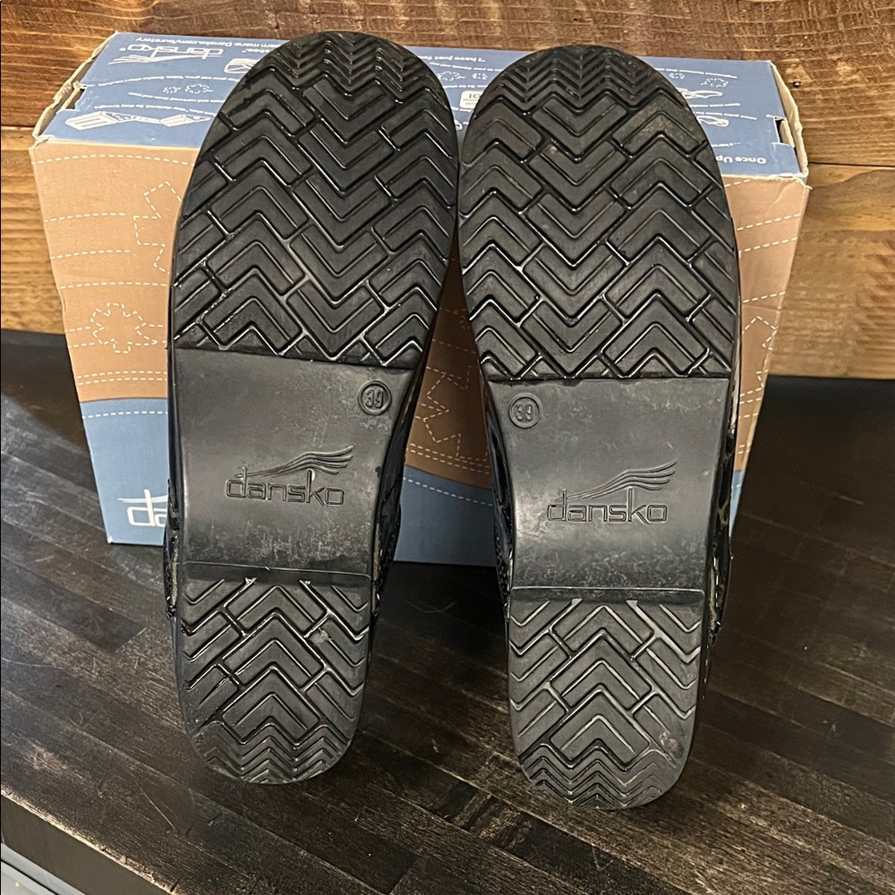 Dansko Black and Silver Patterned Clogs - Picture 2 of 7